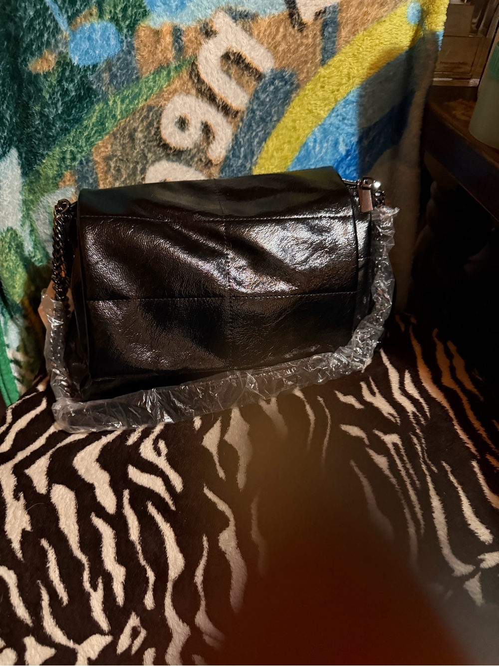 House of Harlow 1960 Black Leather Shoulder Bag with Chain Strap